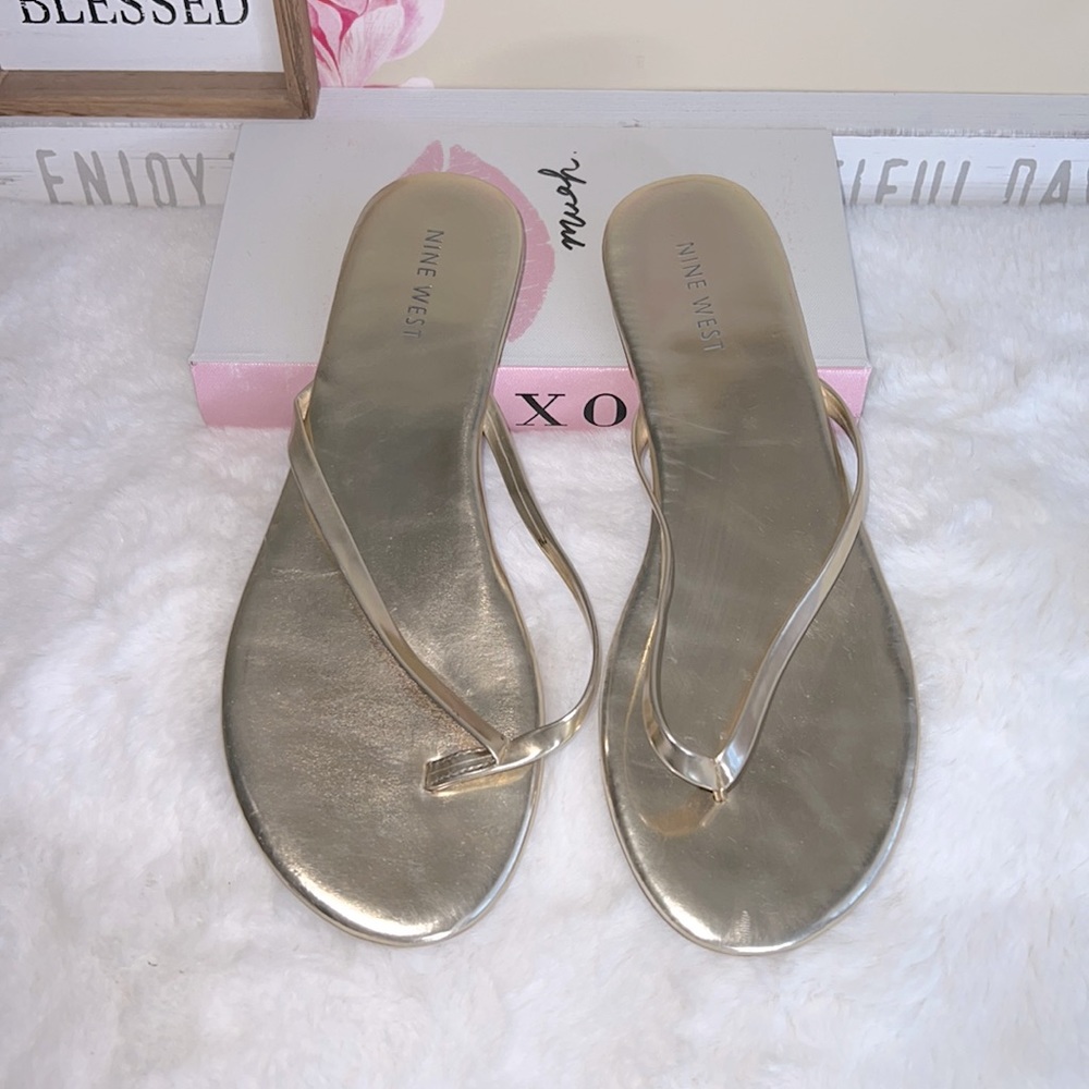 Nine West Gold Flats Sandals